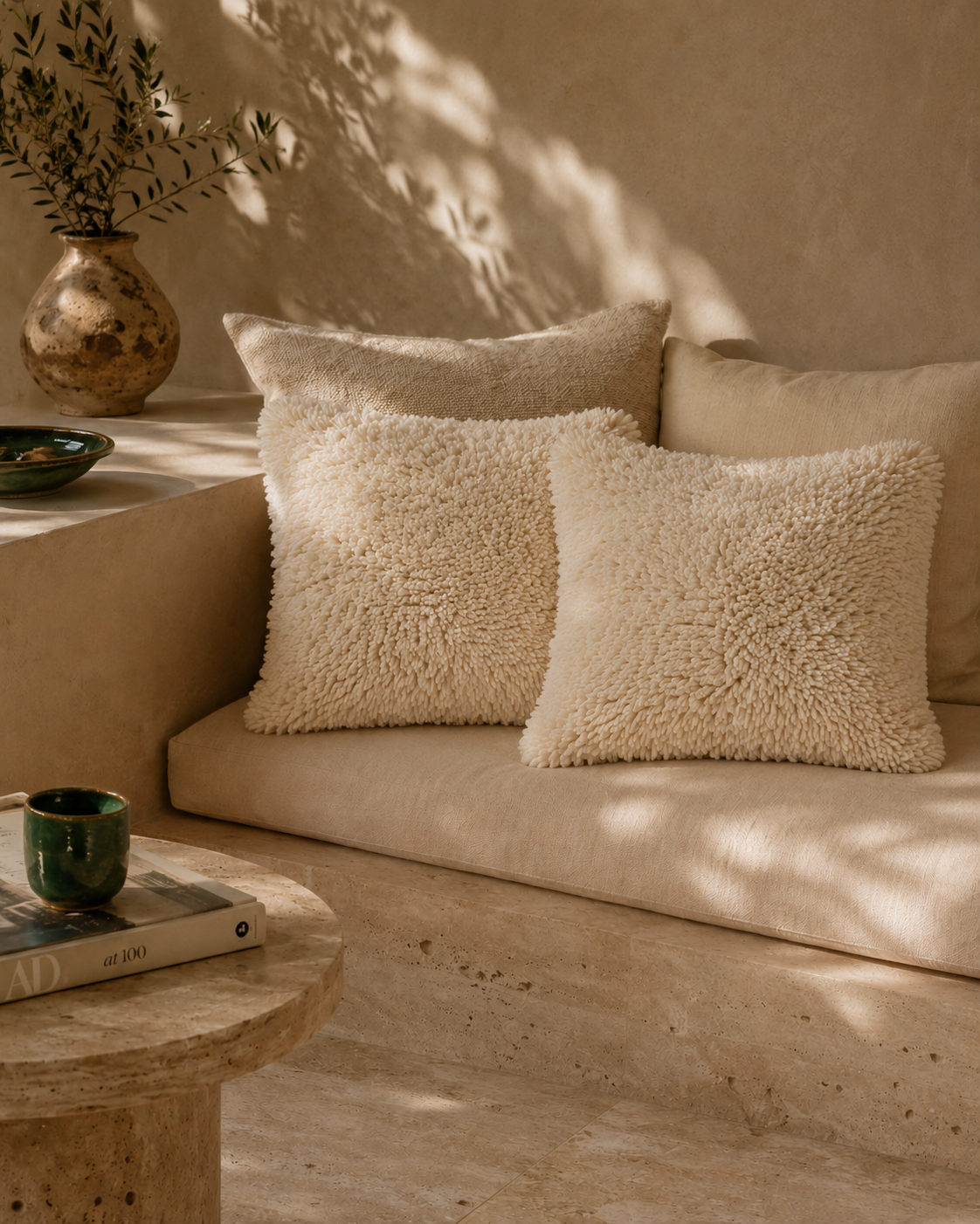 Berber Cushion Set — Natural Wool