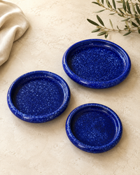 Cobalt Blue Moroccan Tapas Set — Set of 3 Handmade Ceramic Plates