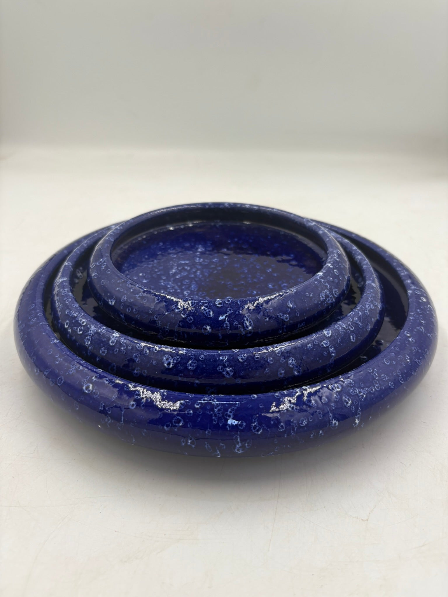 Cobalt Blue Moroccan Tapas Set — Set of 3 Handmade Ceramic Plates