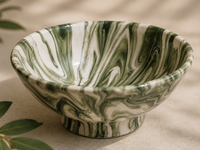 Marble Swirl Bowl – detailfoto groen-wit marmereffect close-up