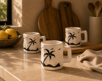 Handgemaakte keramieken palmboommokken – set van 4
