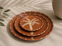 Palm Tree Ceramic Plate set of three sizes — handcrafted terracotta